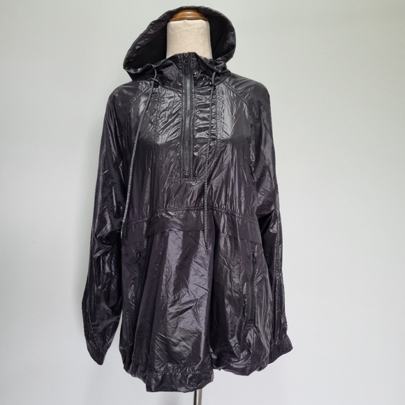 Country Road Active Black Half Zip Hooded Oversize Windbreaker Jacket Size XS - Picture 2 of 6